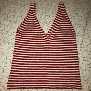 ♡ brandy Melville red & white striped top ♡